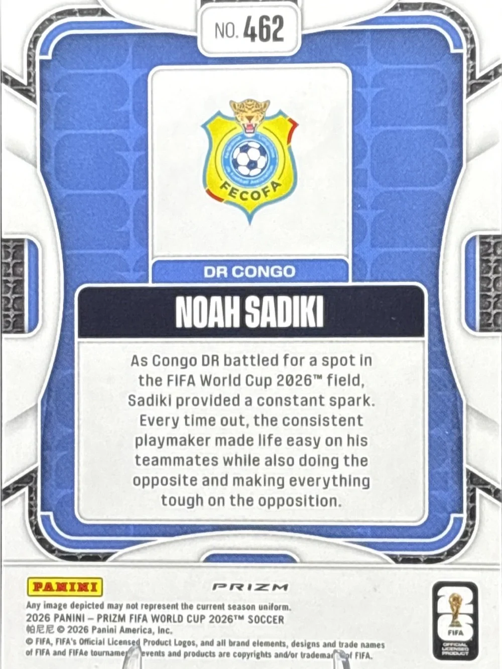 Panini Prizm Noah Sadiki Silver Prizm Soccer Rookie Card